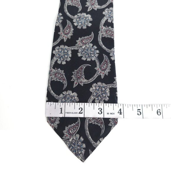 David Wilson Men Necktie All Silk Paisley Black Gray Size 58x4 - NWOT - USA - Picture 5 of 6